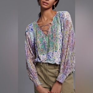 ANTHROPOLOGIE Odetta Embroidered Top sz Small